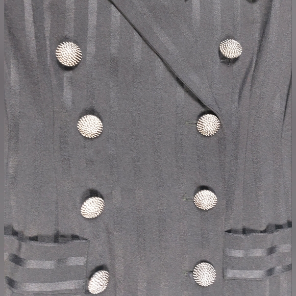 80s Vintage Striped Blazer Tapered Sleeves  Flattering Shape Gothcorp Jacket - Picture 2 of 5